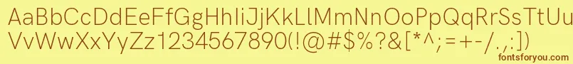 HkgroteskLight Font – Brown Fonts on Yellow Background