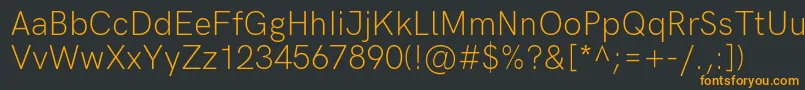 フォントHkgroteskLight – 黒い背景にオレンジの文字