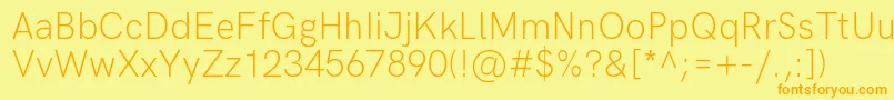 HkgroteskLight-Schriftart – Orangefarbene Schriften auf gelbem Hintergrund