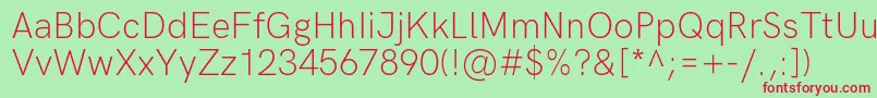 HkgroteskLight Font – Red Fonts on Green Background