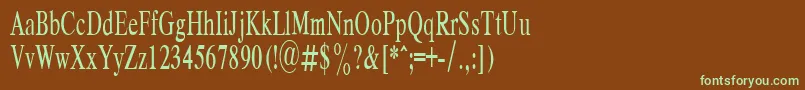 フォントRespectPlain.001.00160n – 緑色の文字が茶色の背景にあります。