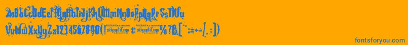 フォントRebelPixyStarsFree – オレンジの背景に青い文字