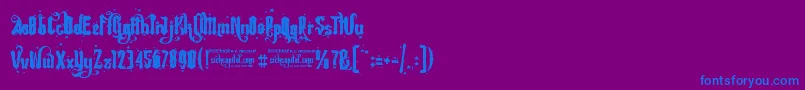 フォントRebelPixyStarsFree – 紫色の背景に青い文字