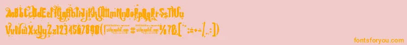 RebelPixyStarsFree-Schriftart – Orangefarbene Schriften auf rosa Hintergrund