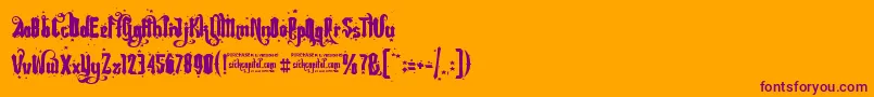 Шрифт RebelPixyStarsFree – фиолетовые шрифты на оранжевом фоне
