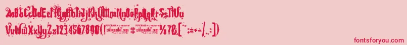 フォントRebelPixyStarsFree – ピンクの背景に赤い文字