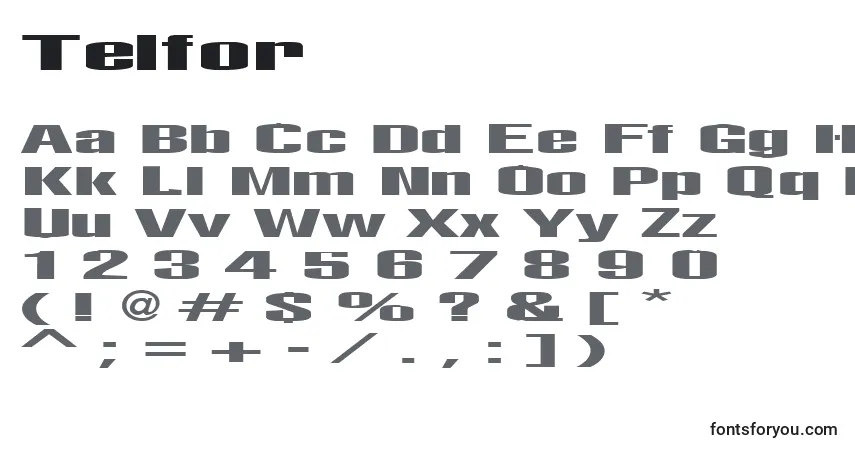 Telfor-fontti – aakkoset, numerot, erikoismerkit