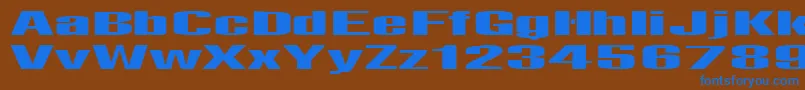 Telfor-Schriftart – Blaue Schriften auf braunem Hintergrund