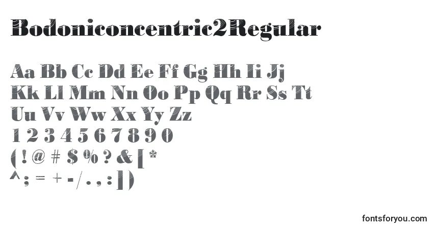 A fonte Bodoniconcentric2Regular – alfabeto, números, caracteres especiais