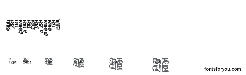 Größen der Schriftart Tibetanmachineweb3
