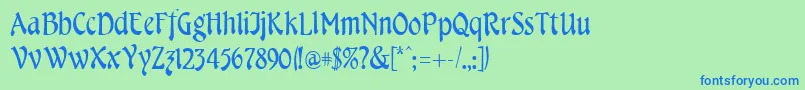 Fonte CheshireRegular – fontes azuis em um fundo verde