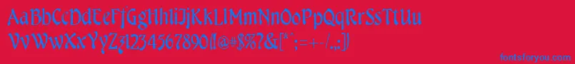 CheshireRegular-Schriftart – Blaue Schriften auf rotem Hintergrund