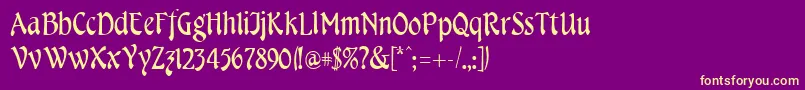 Więcej informacji o czcionce CheshireRegular Czcionka CheshireRegular – żółte czcionki na fioletowym tle