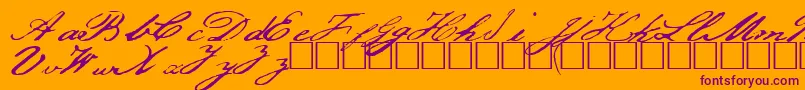 Jeffrson-Schriftart – Violette Schriften auf orangefarbenem Hintergrund