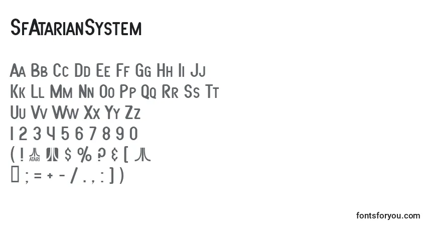 A fonte SfAtarianSystem – alfabeto, números, caracteres especiais