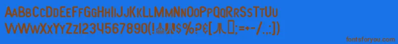 フォントSfAtarianSystem – 茶色の文字が青い背景にあります。