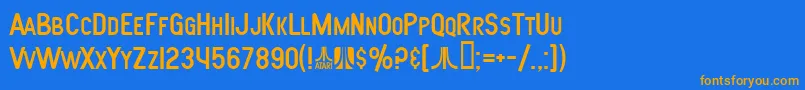フォントSfAtarianSystem – オレンジ色の文字が青い背景にあります。