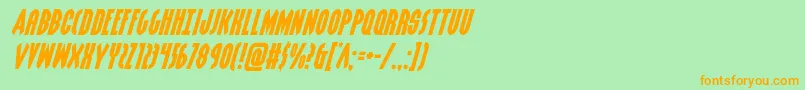 フォントGrendelsmotherexpandital – オレンジの文字が緑の背景にあります。