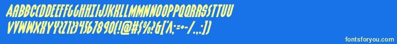 Grendelsmotherexpandital Font – Yellow Fonts on Blue Background