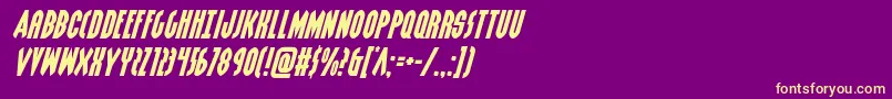 フォントGrendelsmotherexpandital – 紫の背景に黄色のフォント