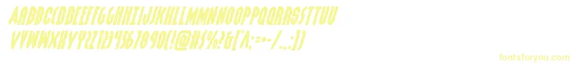 フォントGrendelsmotherexpandital – 白い背景に黄色の文字