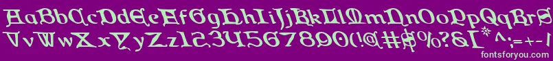 QueenCountryLeftalic Font – Green Fonts on Purple Background