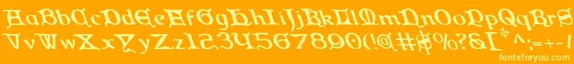QueenCountryLeftalic Font – Yellow Fonts on Orange Background