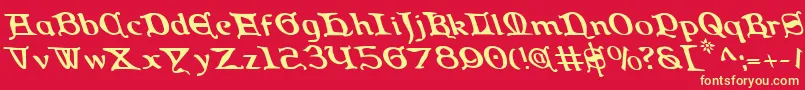 QueenCountryLeftalic Font – Yellow Fonts on Red Background