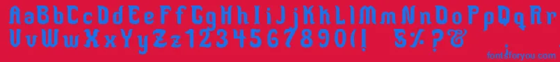 フォントMedusaScript – 赤い背景に青い文字