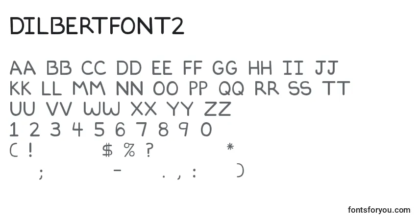 Dilbertfont2-fontti – aakkoset, numerot, erikoismerkit