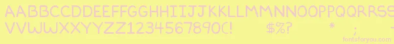 Dilbertfont2-fontti – vaaleanpunaiset fontit keltaisella taustalla