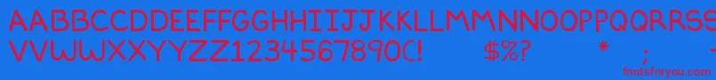 Dilbertfont2 Font – Red Fonts on Blue Background