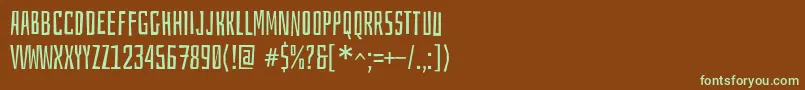 フォントBahianaRegular – 緑色の文字が茶色の背景にあります。