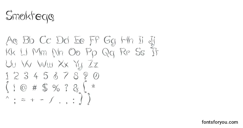 Czcionka Smokteqa – alfabet, cyfry, specjalne znaki