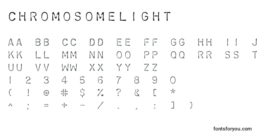 Chromosomelight-fontti – aakkoset, numerot, erikoismerkit