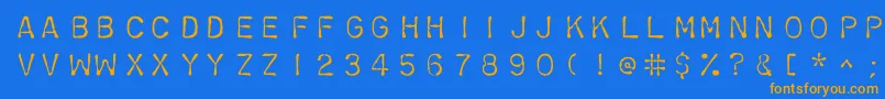 フォントChromosomelight – オレンジ色の文字が青い背景にあります。