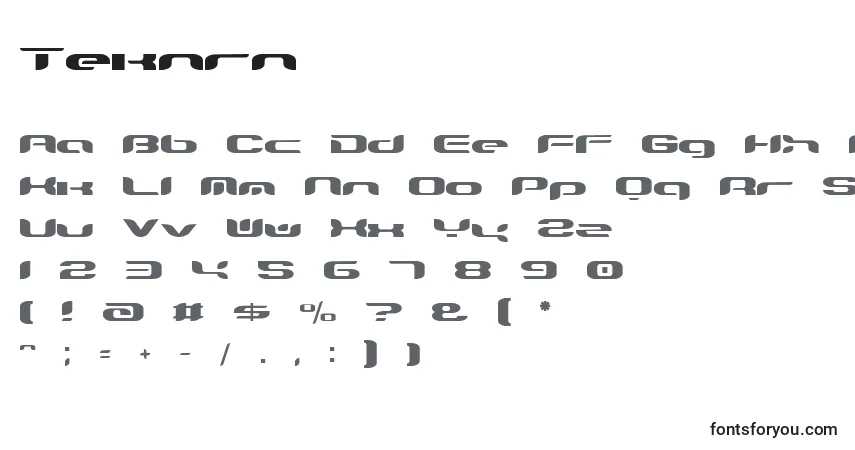 Шрифт Teknrn – алфавит, цифры, специальные символы
