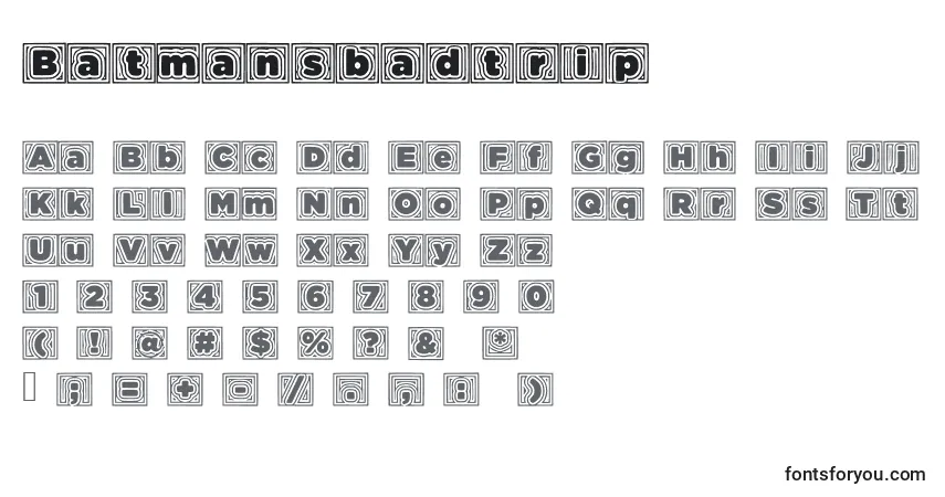 A fonte Batmansbadtrip – alfabeto, números, caracteres especiais