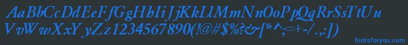 GaramondlightsskBoldItalic-fontti – siniset fontit mustalla taustalla