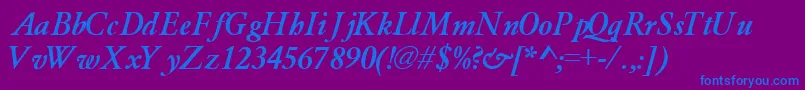 GaramondlightsskBoldItalic-fontti – siniset fontit violetilla taustalla