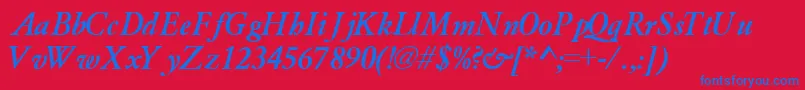 GaramondlightsskBoldItalic Font – Blue Fonts on Red Background