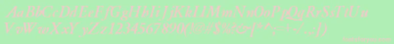 Fonte GaramondlightsskBoldItalic – fontes rosa em um fundo verde