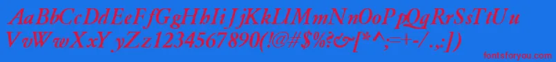 GaramondlightsskBoldItalic Font – Red Fonts on Blue Background