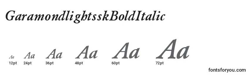 GaramondlightsskBoldItalic Font Sizes