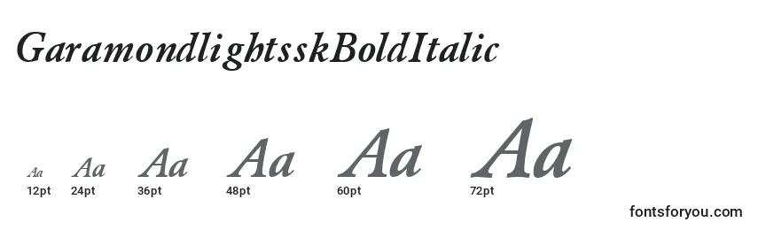 Größen der Schriftart GaramondlightsskBoldItalic