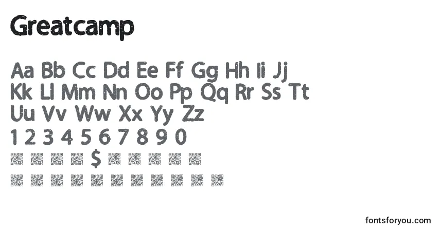 Schriftart Greatcamp – Alphabet, Zahlen, spezielle Symbole