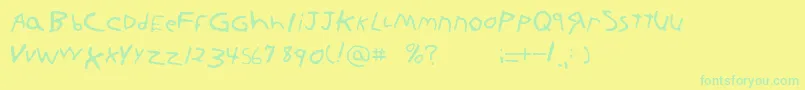 フォントKornnetTooItFtl – 黄色い背景に緑の文字