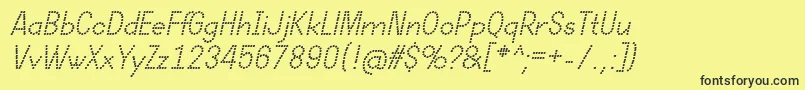 Fonte DotcirfulRegularItalic – fontes pretas em um fundo amarelo