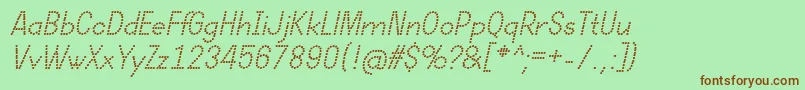 DotcirfulRegularItalic Font – Brown Fonts on Green Background