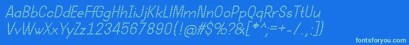 DotcirfulRegularItalic Font – Green Fonts on Blue Background